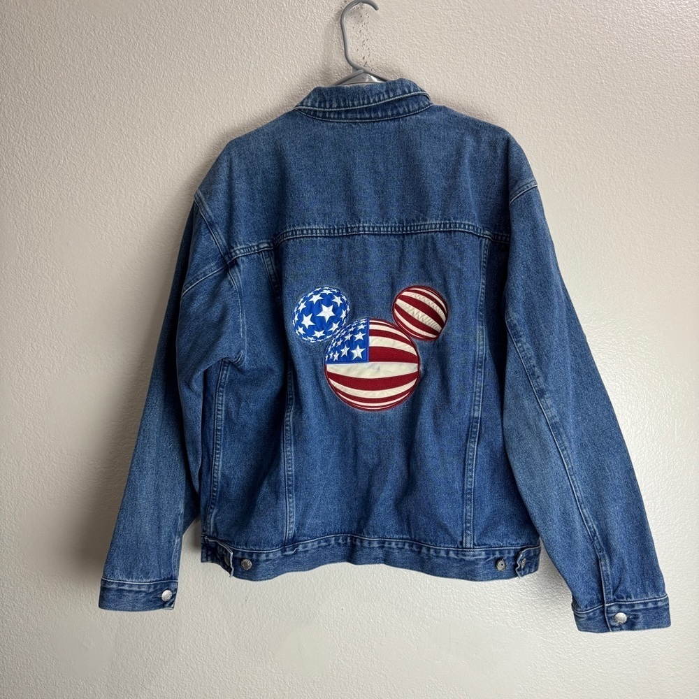 Disneyland Vintage Denim Mickey Mouse American Flag Jacket Size Large